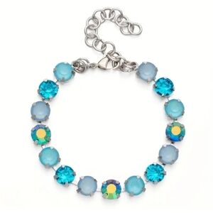 💎NEW Chic Turquoise & Blue Rhinestone Bracelet - In A Silvery Setting